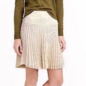 J. Crew C0214 Beige Laser Cut‎ Pleated Skirt 6 Contemporary Cottage